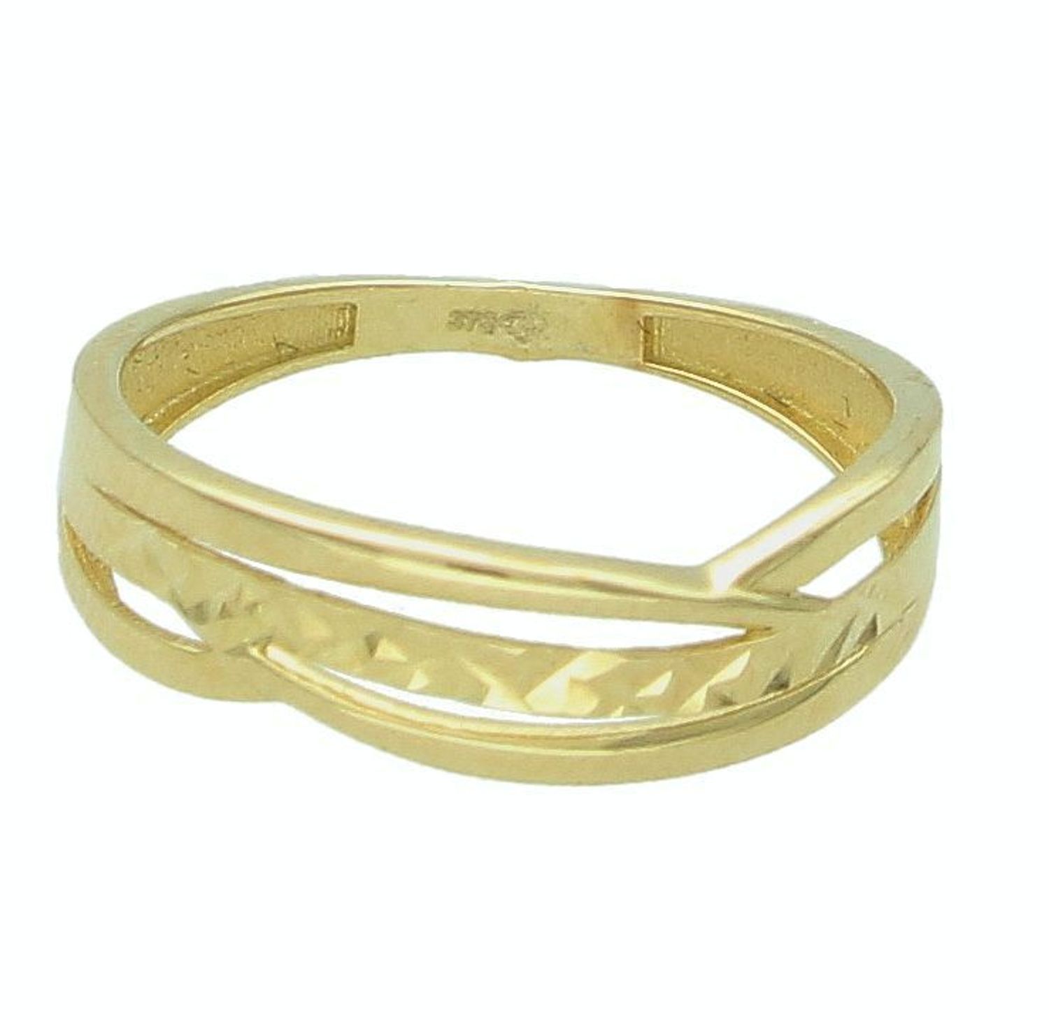 Złoty pierścionek damski 375 ozdobna obrączka PI 6322 375. Złoty pierścionek damski. Pierścionek damski ze złota. Pierścionek damski na prezent dla kobiety. Pierścionek złoty zaręczynowy..jpg